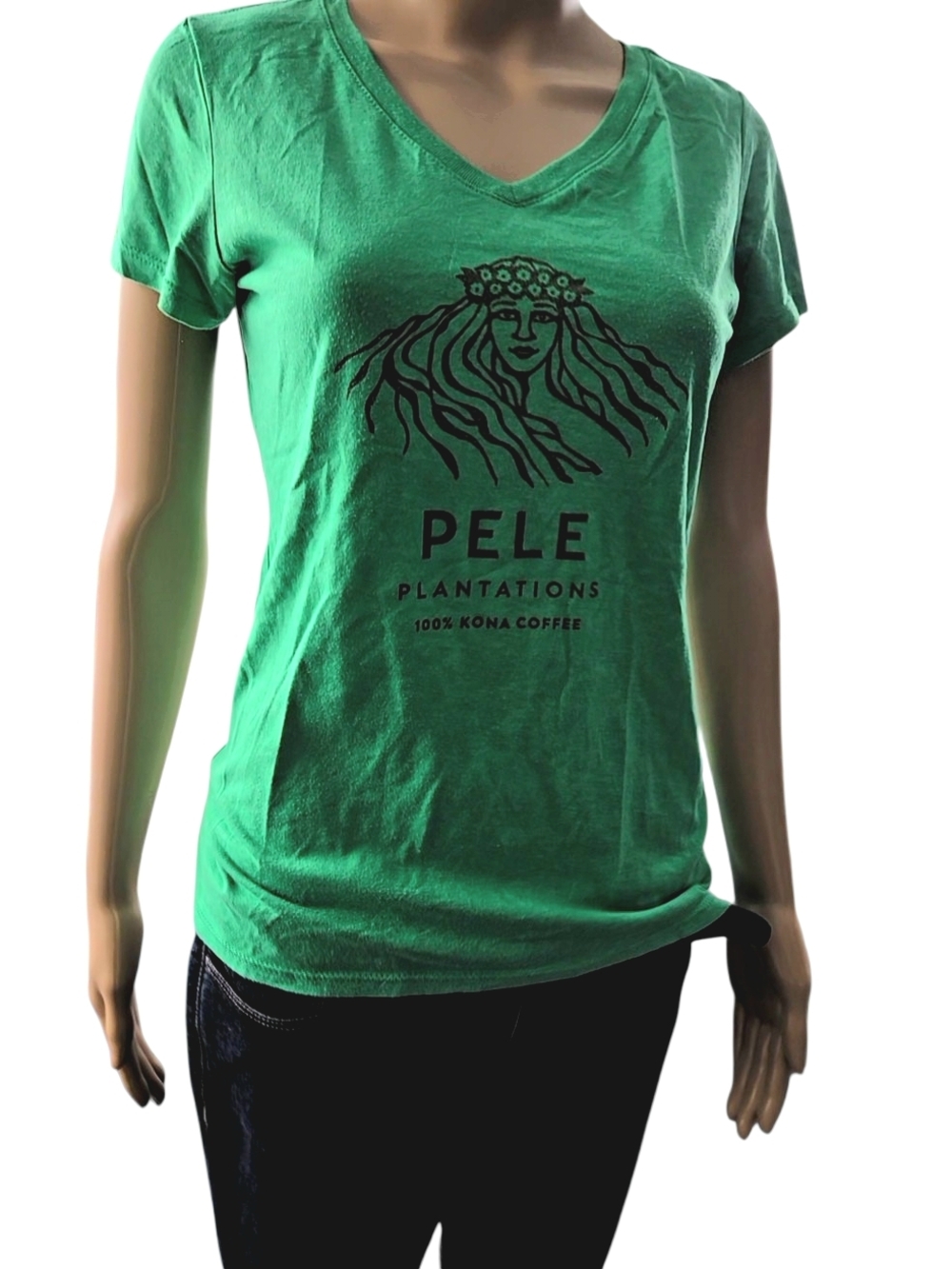 Pele Green V-Neck Logo Tee